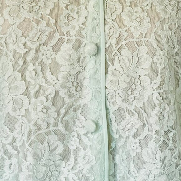 Vintage Vanity Fair Tricot Nylon 1960's Lace Lounge Set Pajamas Seafoam Medium - Picture 3 of 10